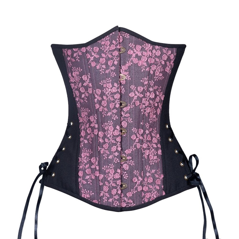 Timeless Trends pink black flower corset underbust 32